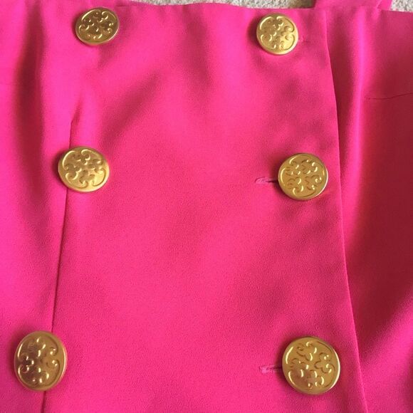 Fabulous Rare Vintage 80s Cache’ Button Detail Hot Pink Dress - Picture 3 of 7